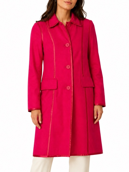 Banana Republic Jackets & Blazers - Banana Republic Pink Trench Coat Satin Trim Button Front Jacket Preppy Small